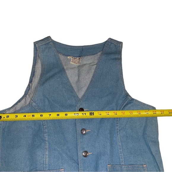 Vintage 1970s Ralph La Cher Rare Light Blue Denim V Neck Vest Jacket - Picture 4 of 6